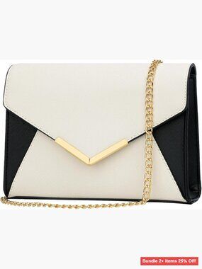 Faux Leather Envelope Clutch with Detachable Chain Strap for Evening Events